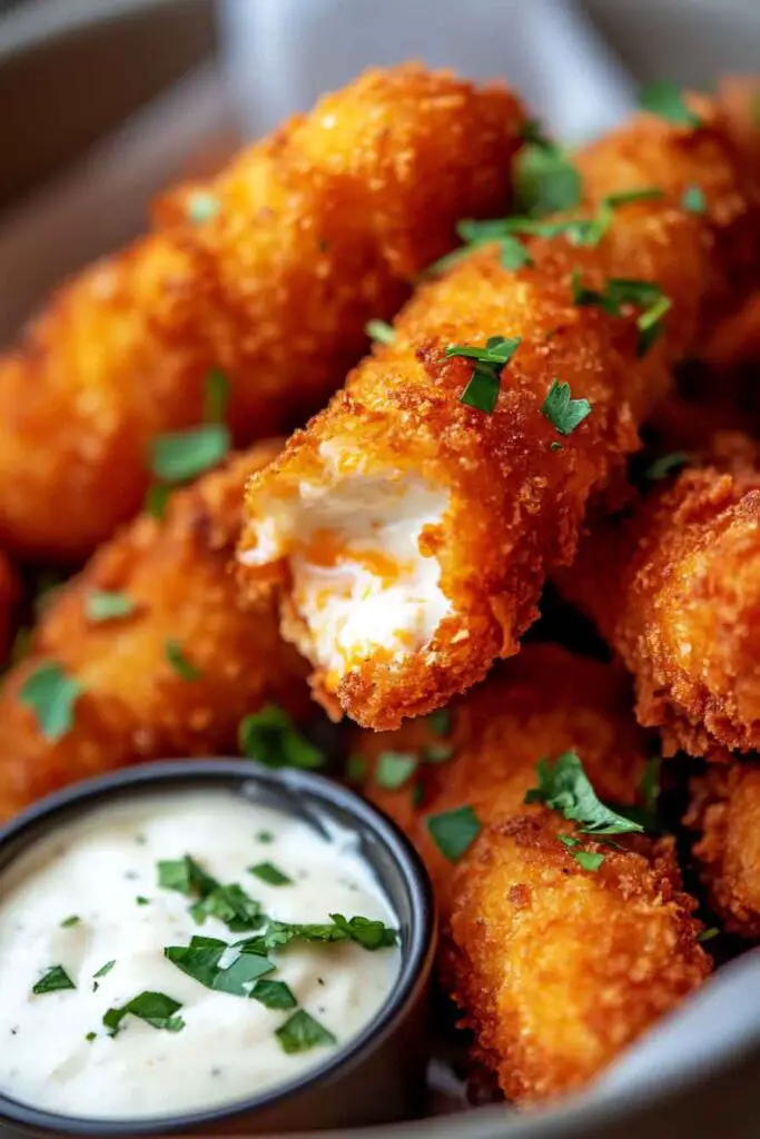 Air Fryer Buffalo Chicken Mozzarella Sticks