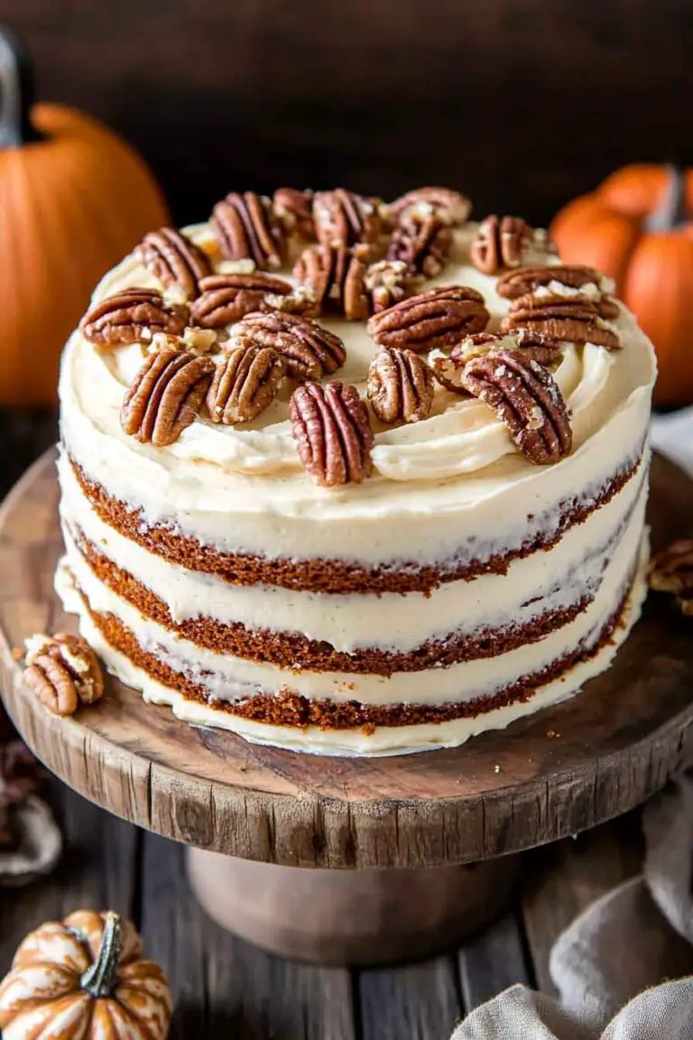Pumpkin Spice Cake With Candied Pecans