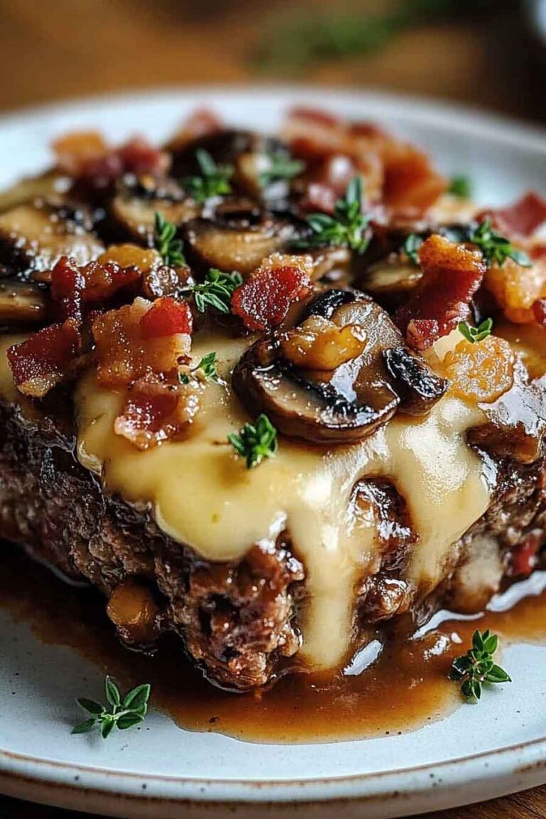 Bacon Mushroom Swiss Cheese Meatloaf