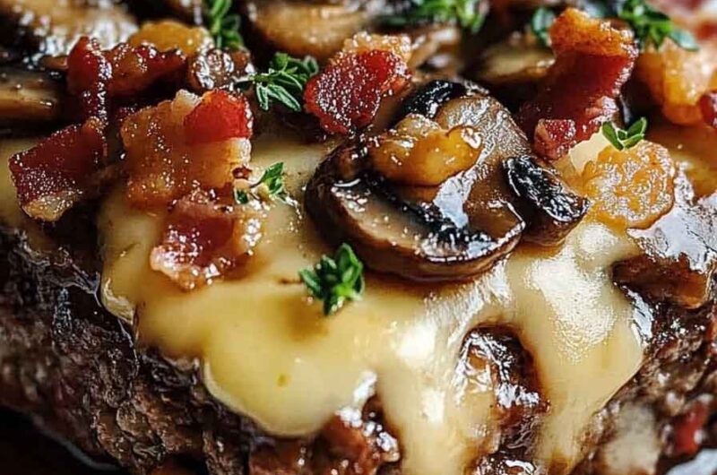 Bacon Mushroom Swiss Cheese Meatloaf