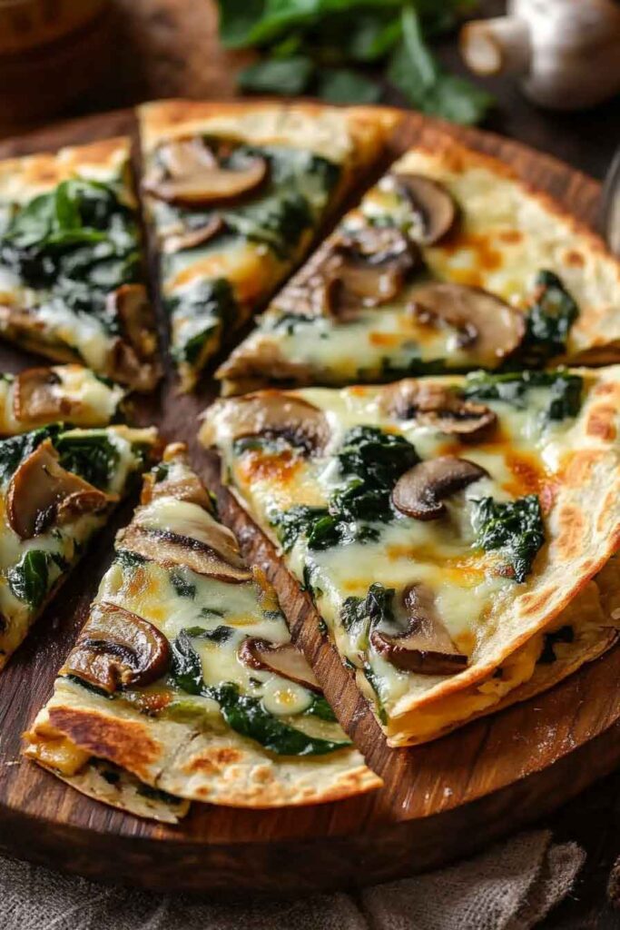How to Serve Baked Spinach Mushroom Quesadillas
