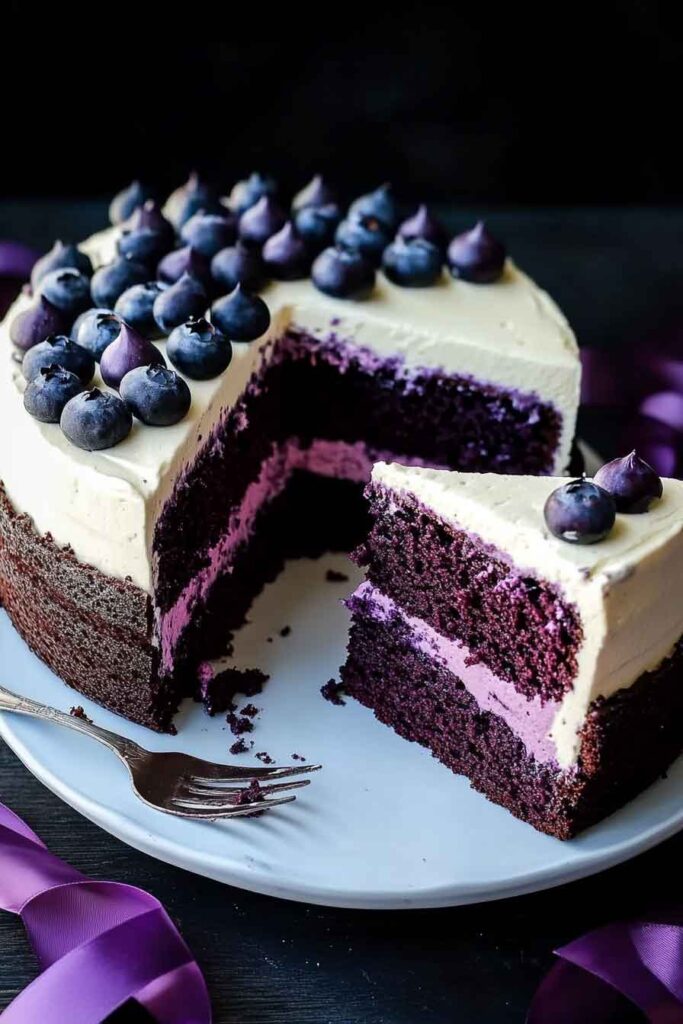 Blueberry Cream Cheese Chocolate Cake