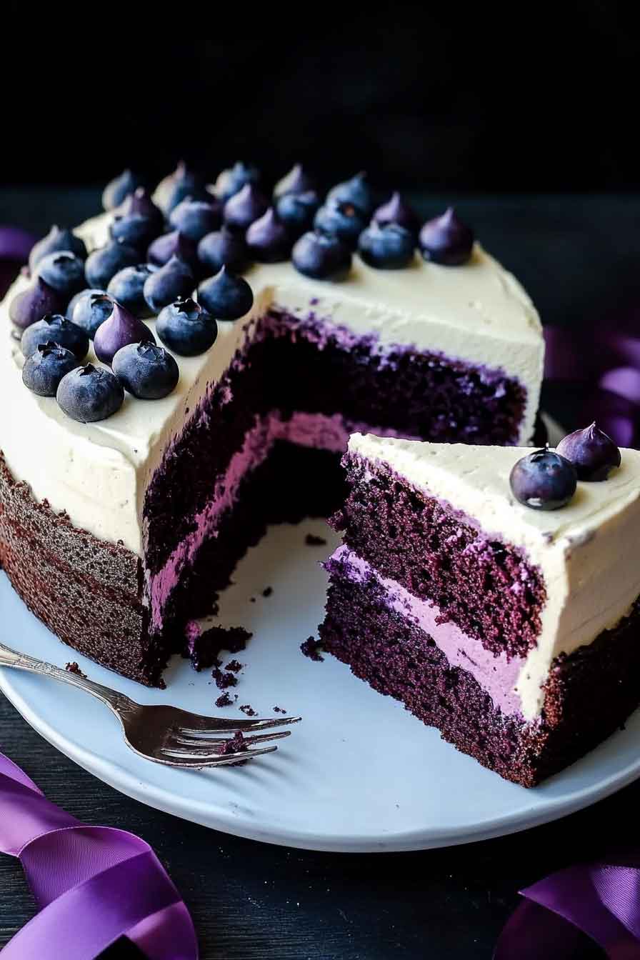Blueberry Cream Cheese Chocolate Cake