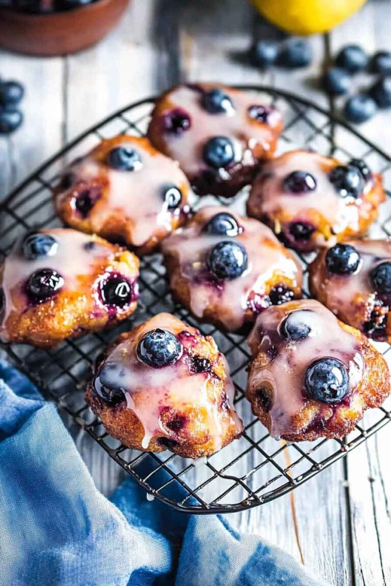 Blueberry Fritters with Lemon Glaze