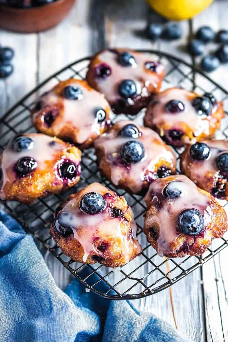 Blueberry Fritters with Lemon Glaze