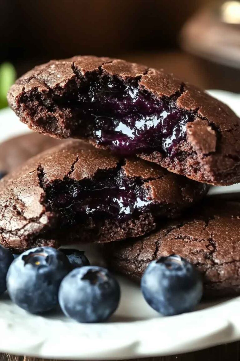 Blueberry Jam Stuffed Chocolate Cookies