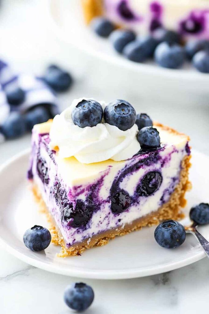 How to Serve Blueberry Swirl Cheesecake