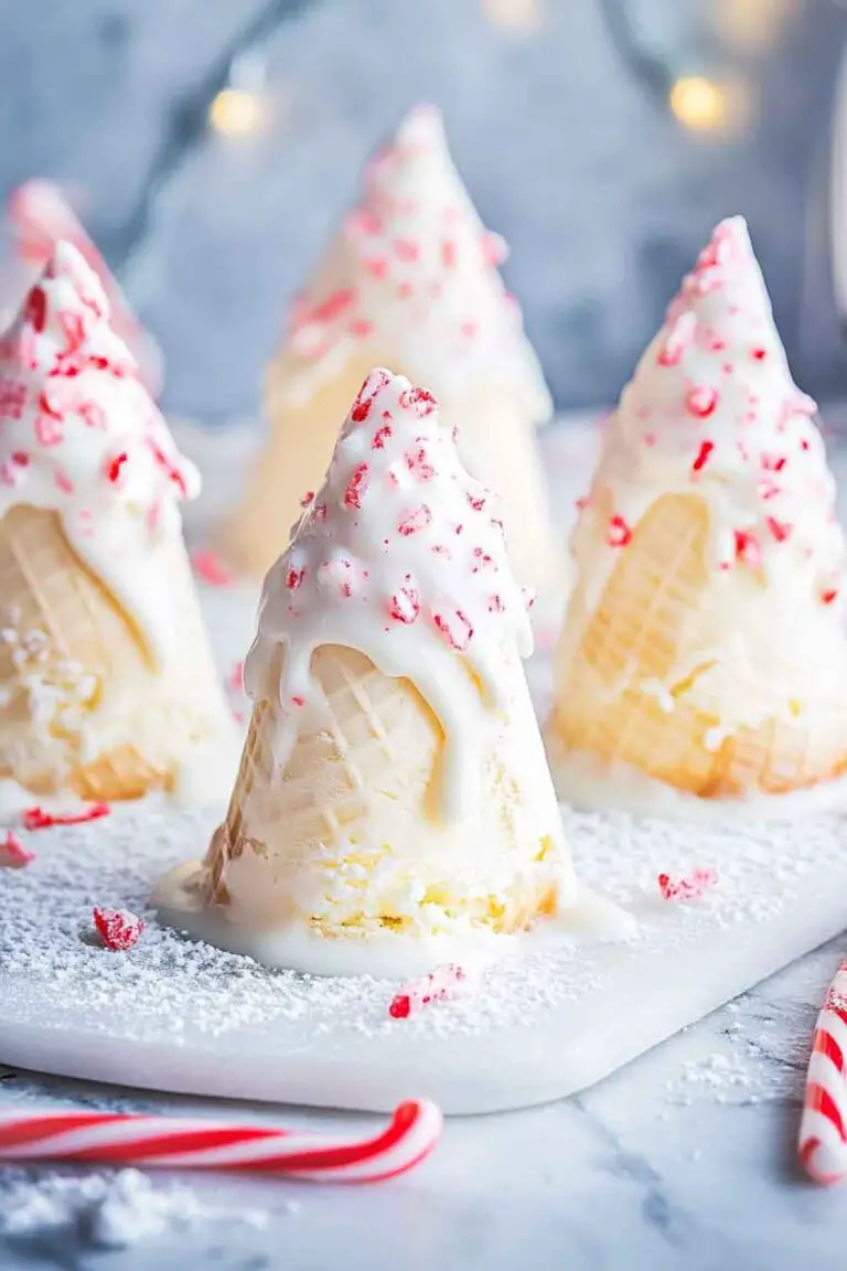 Candy Cane Cheesecake Ice Cream Cones