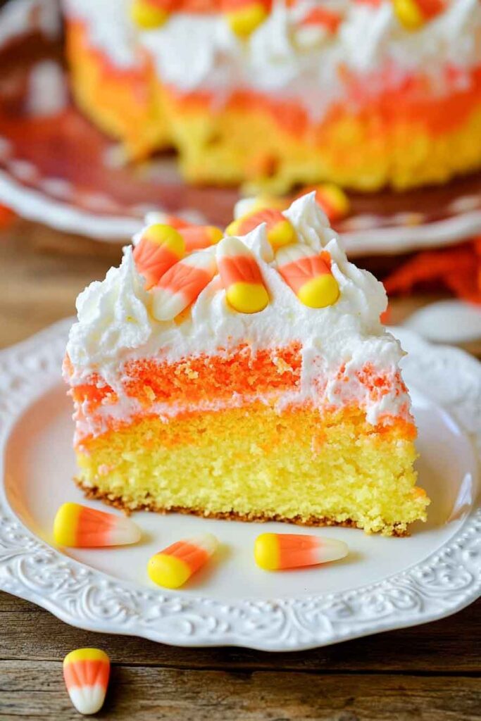 How to Serve Candy Corn Poke Cake