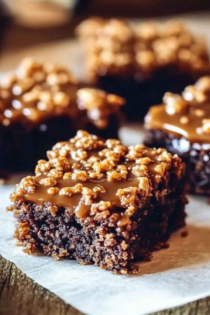 How to Serve Caramel Krispie Brownies