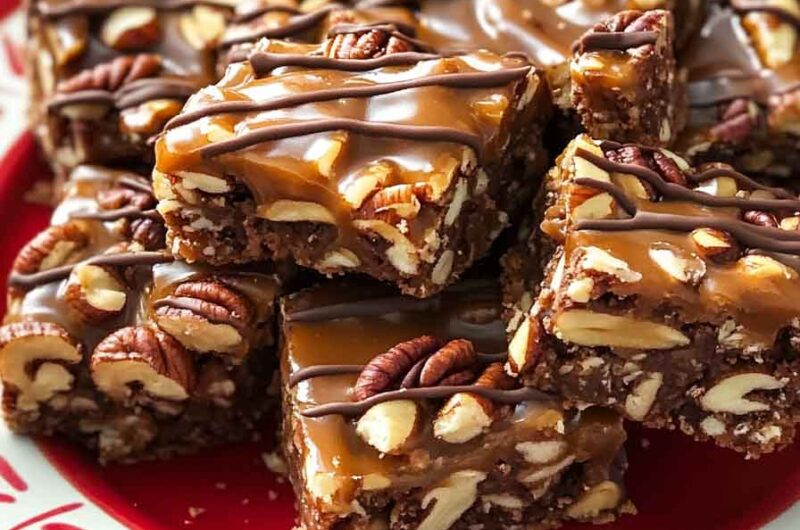 Caramel Pecan Pretzel Bars Recipe