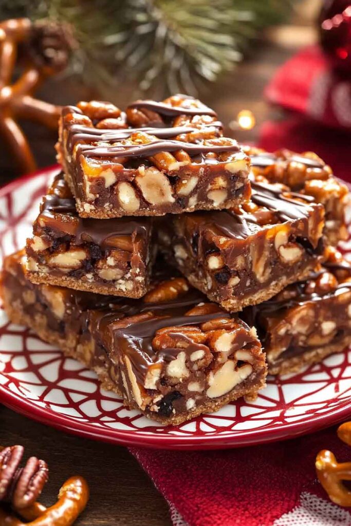 How to Serve Caramel Pecan Pretzel Bars