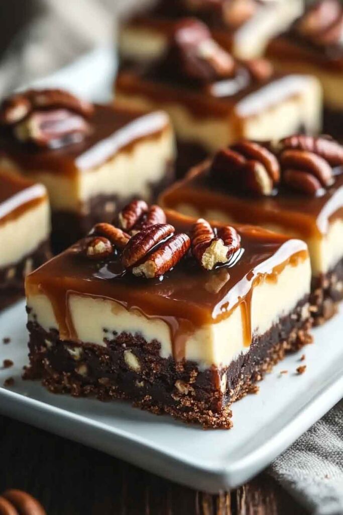 How to Serve Caramel Pecan Turtle Cheesecake Bars