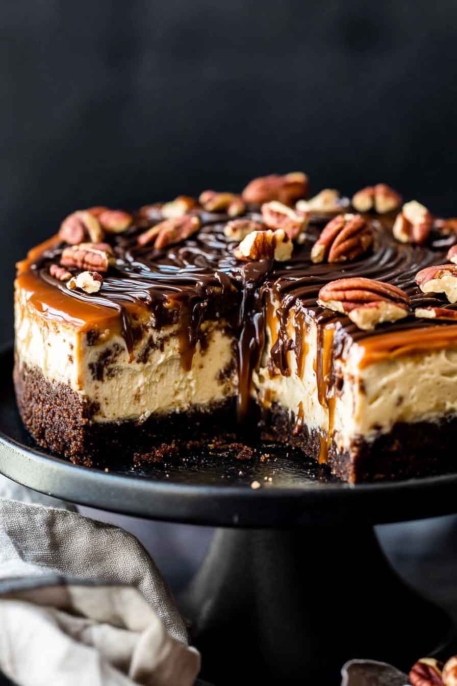Caramel Turtle Cheesecake
