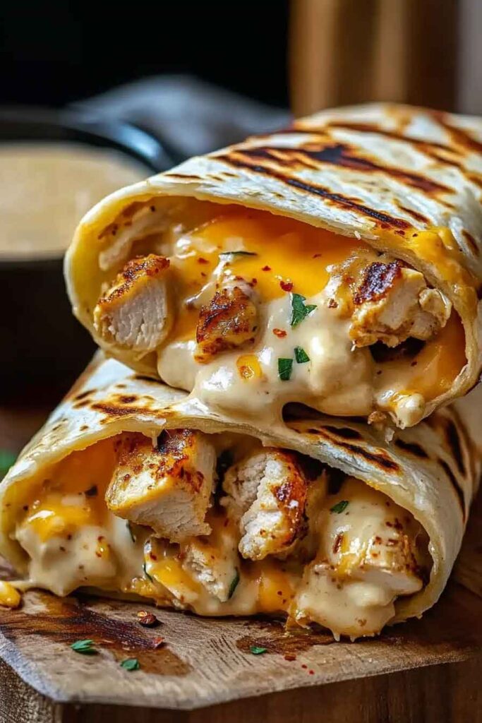 How to Serve Cheesy Garlic Chicken Wraps