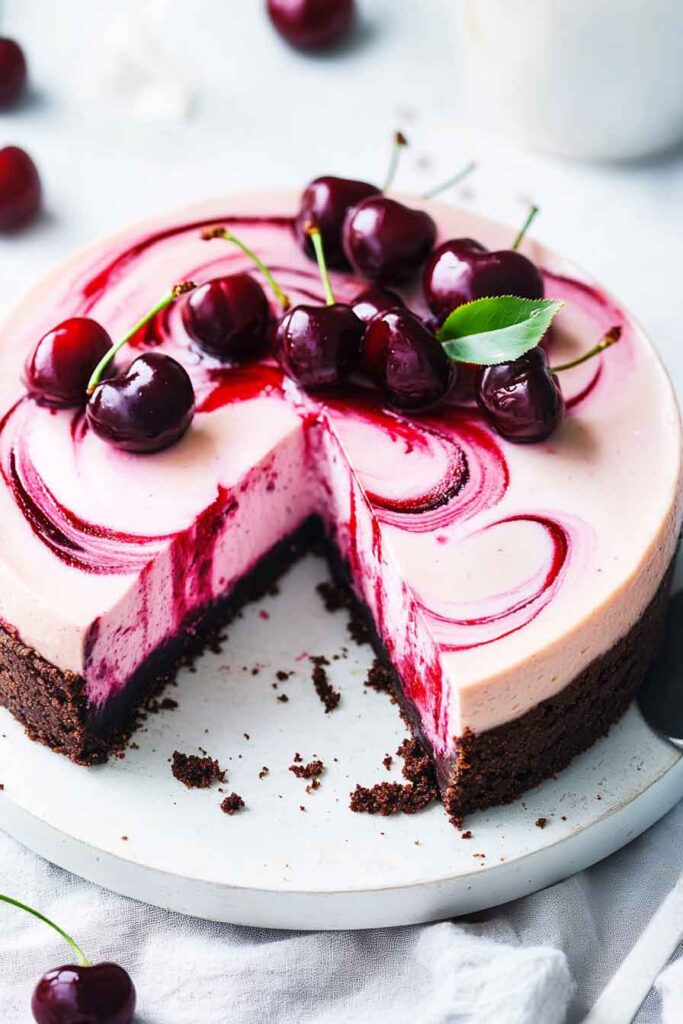 Cherry Ripple Cheesecake Recipe