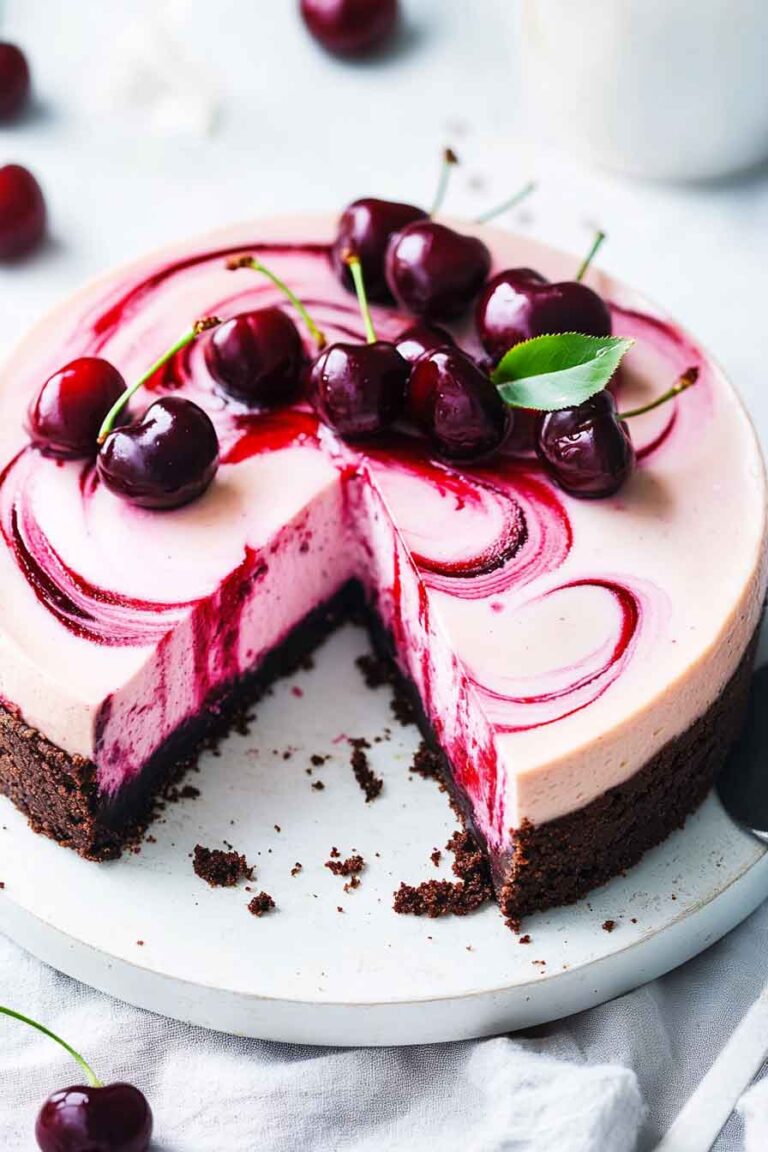 Cherry Ripple Cheesecake Recipe