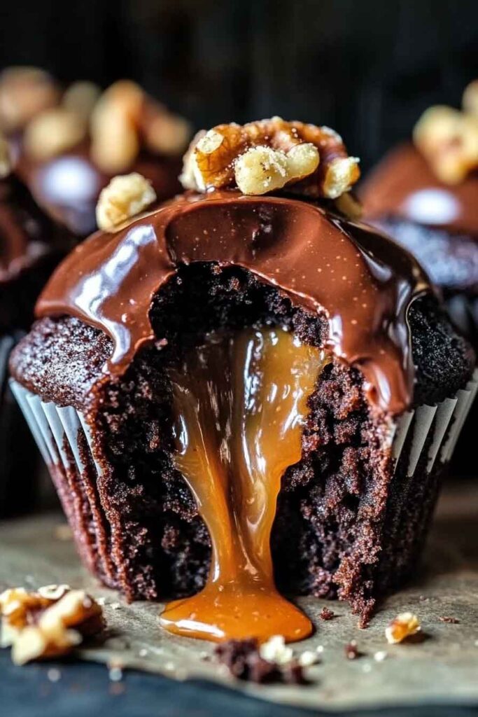 Chocolate Walnut Lava Cupcakes