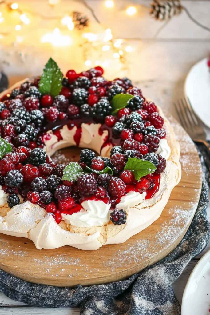 Step-by-Step Instructions for Christmas Pavlova Wreath