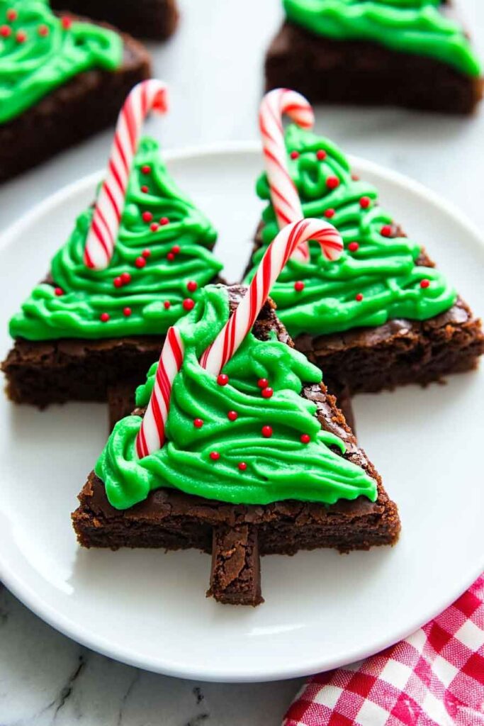 How to Serve Christmas Tree Brownies