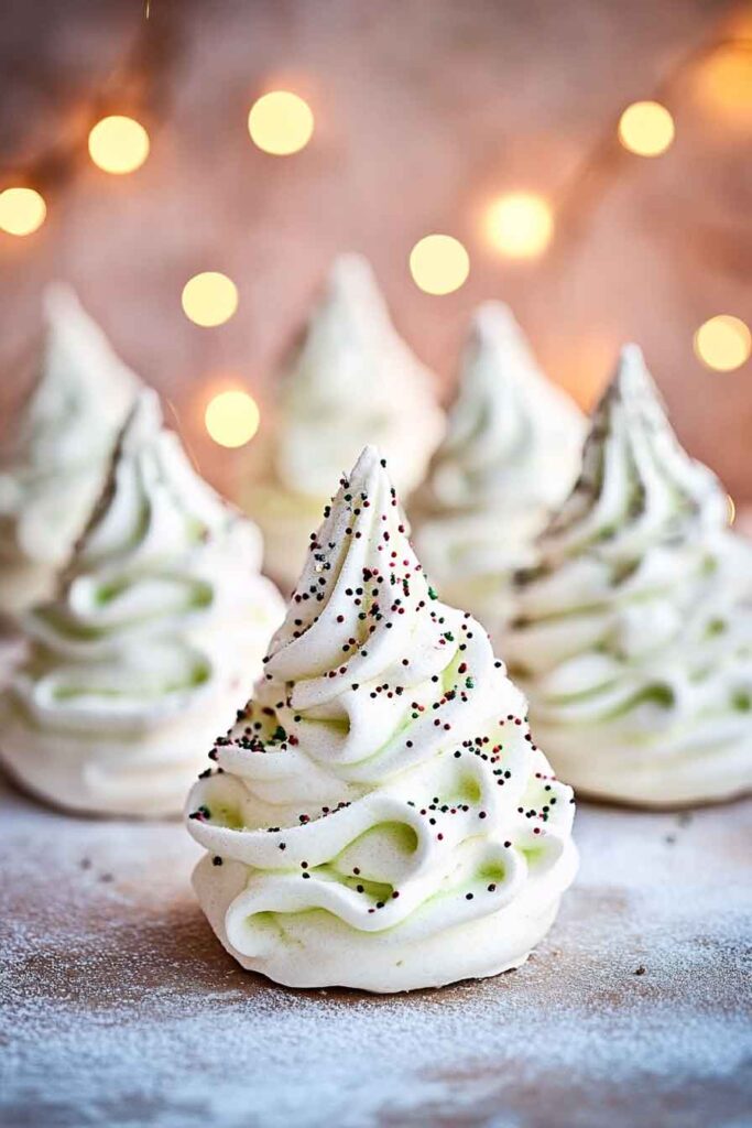 How to Serve Christmas Tree Meringues