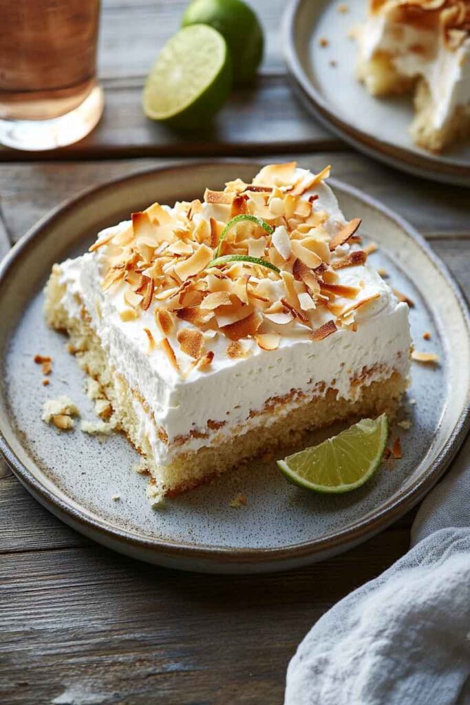 Serving Coconut Lime Tres Leches Cake