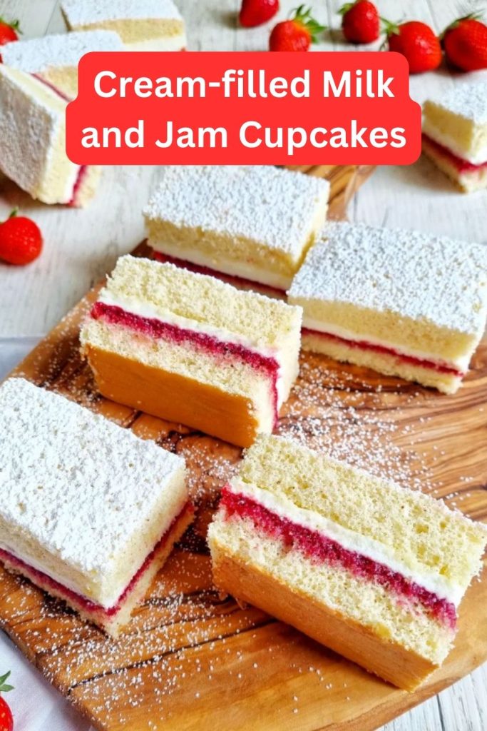 Cream-filled Milk and Jam Cupcake