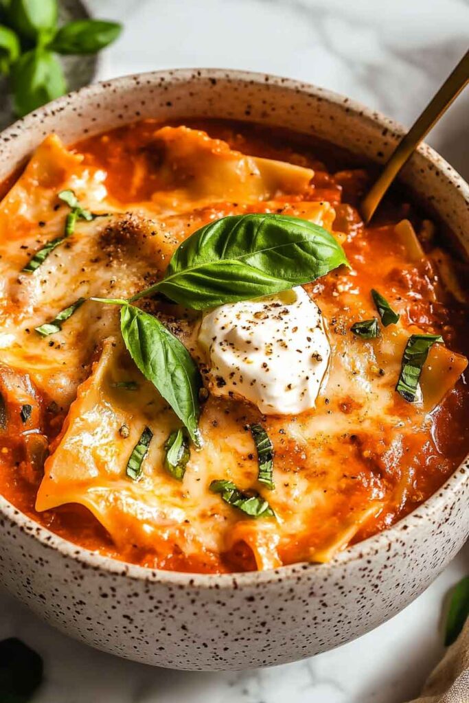 How to Serve Creamy Lasagna Soup