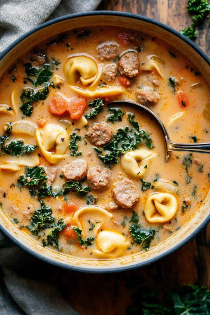 How to Serve Creamy Sausage Tortellini Soup