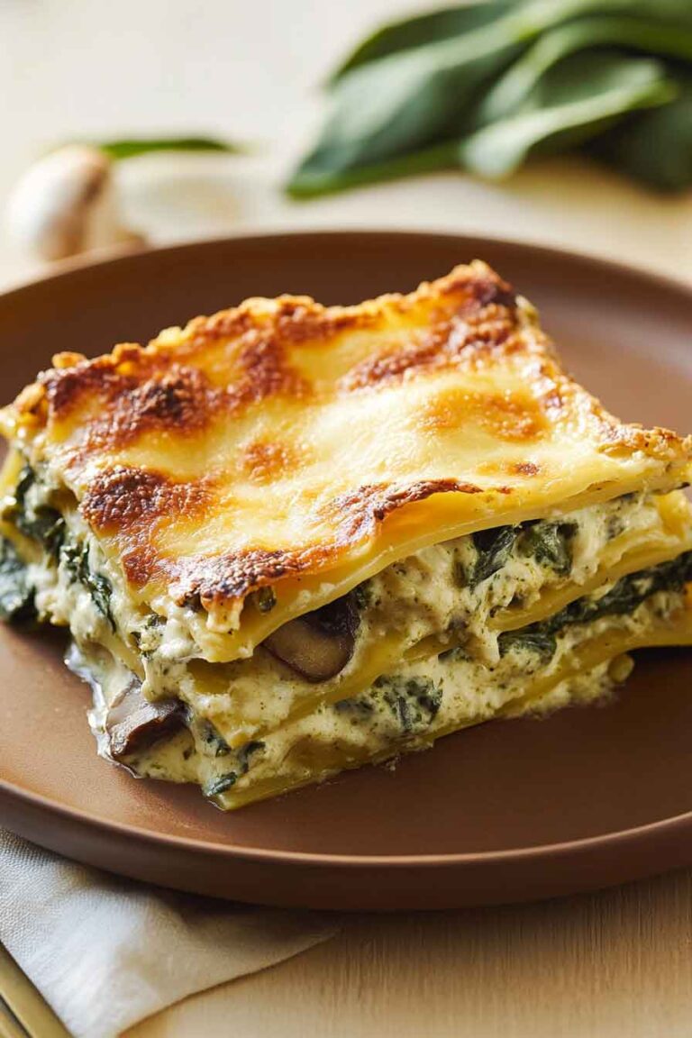 Creamy Spinach Mushroom Lasagna