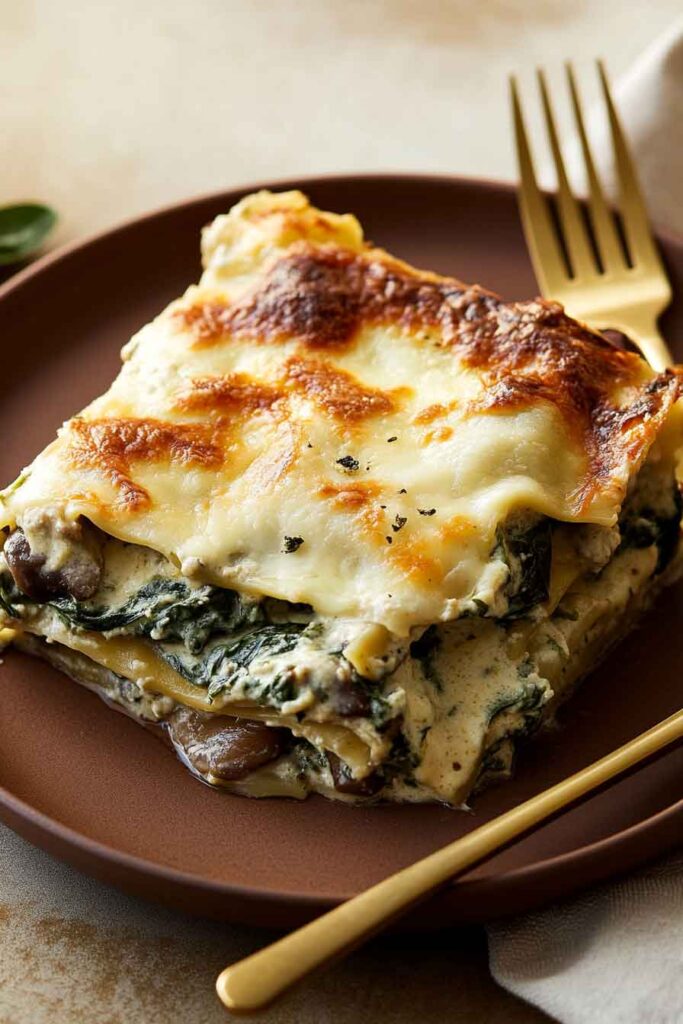 How to Serve Creamy Spinach Mushroom Lasagna