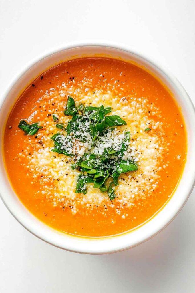 Creamy Tomato Basil Parmesan Soup