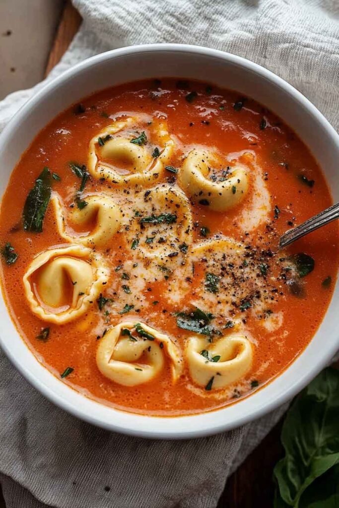 How to Serve Creamy Tomato Tortellini Soup