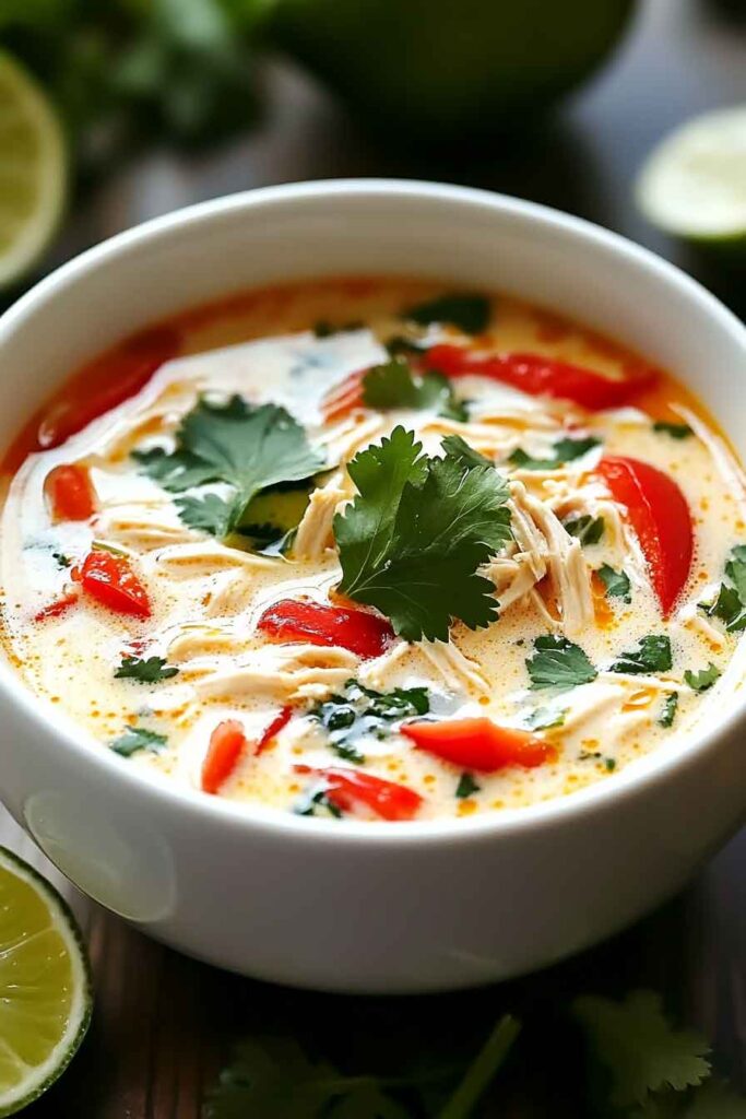 How to Serve Crockpot Thai Coconut Chicken Soup