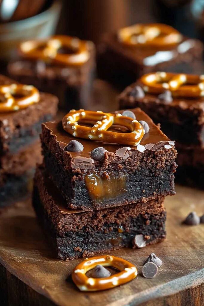 How to Serve Dark Chocolate Caramel Pretzel Brownies