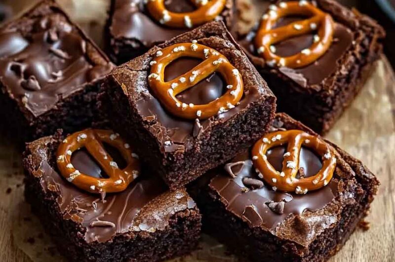 Dark Chocolate Caramel Pretzel Brownies