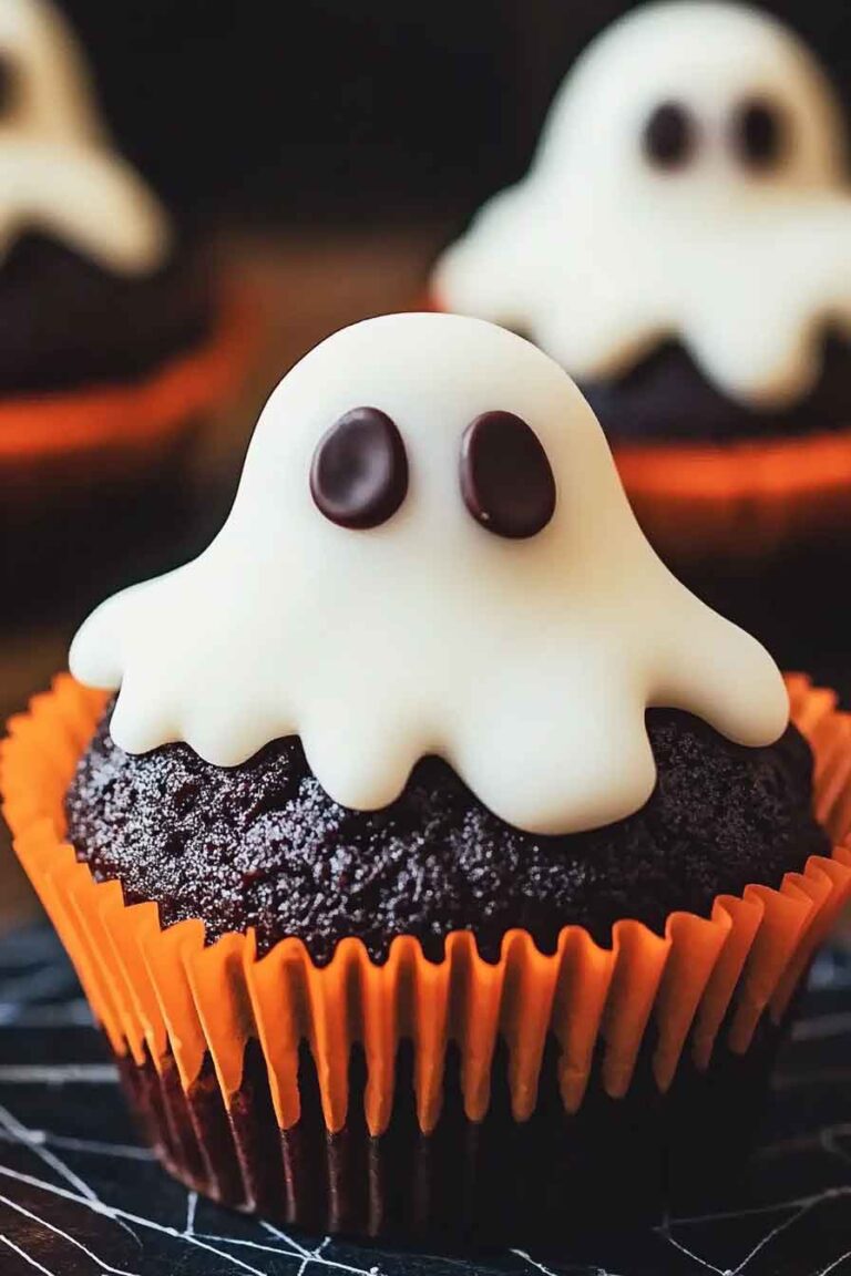 Dark Chocolate Ghost Cupcakes