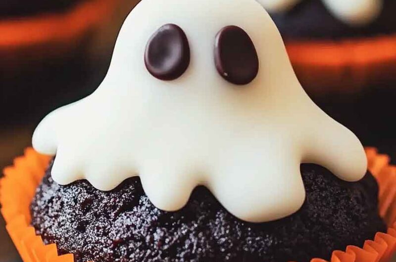 Dark Chocolate Ghost Cupcakes