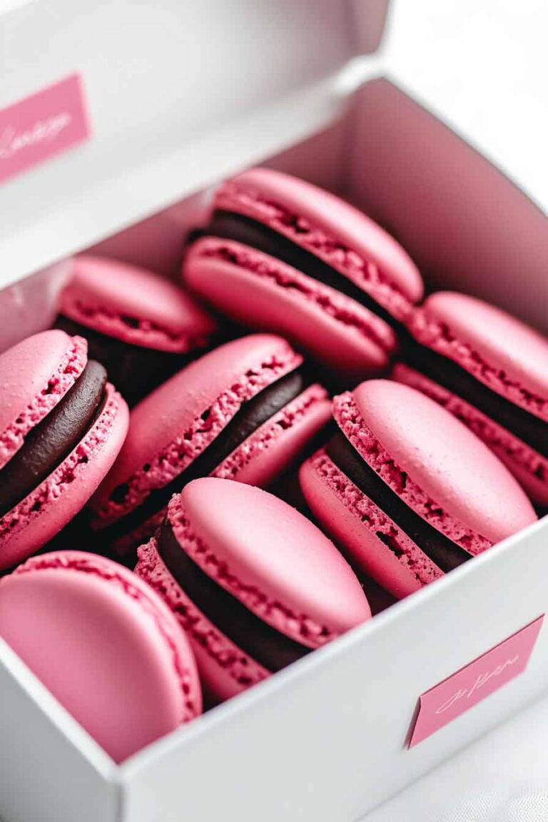Dark Chocolate Raspberry Macarons