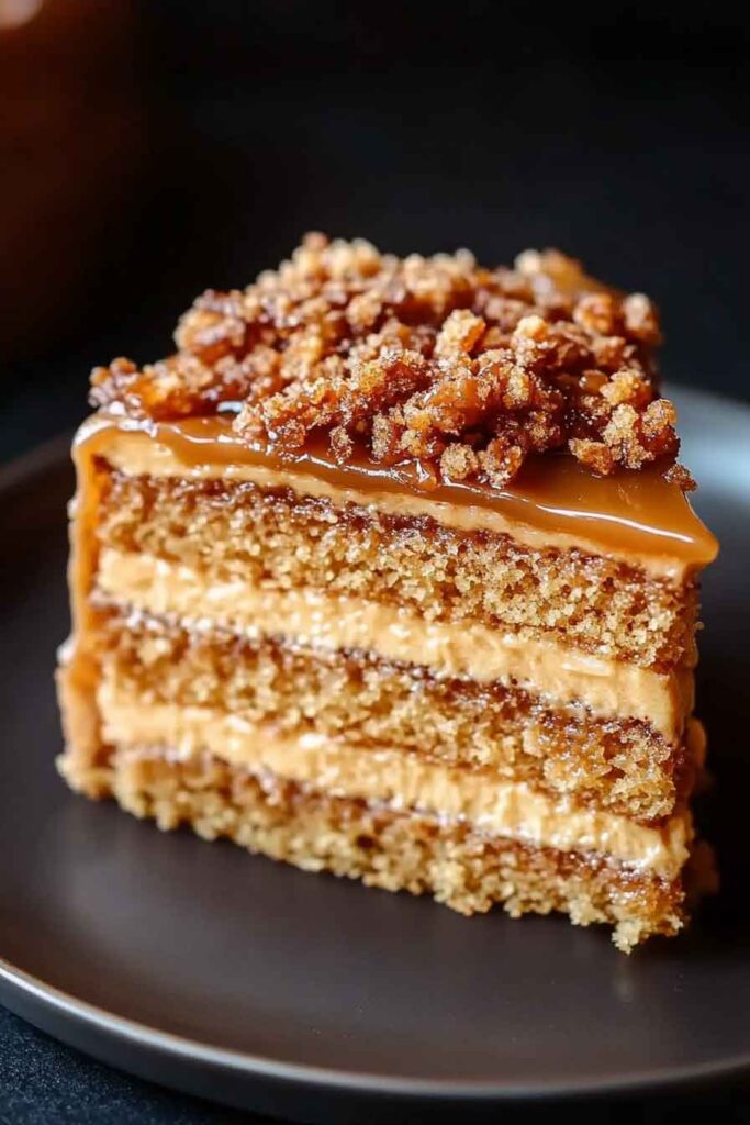 Decadent Caramel Crunch Layer Cake