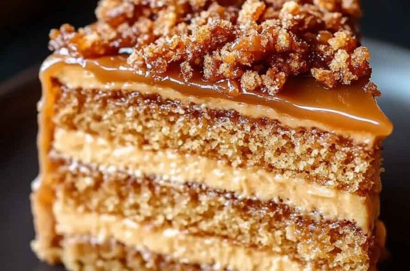 Decadent Caramel Crunch Layer Cake