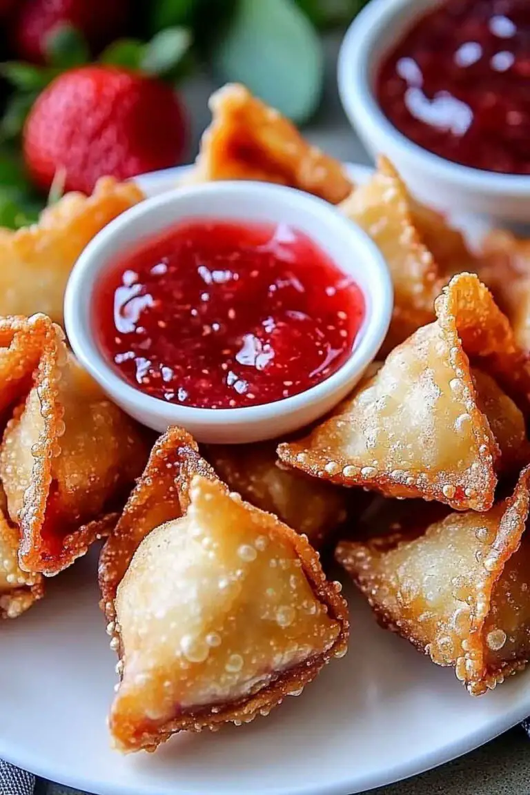 Deep Fried Strawberry Cheesecake Stuffed Wonton Bites