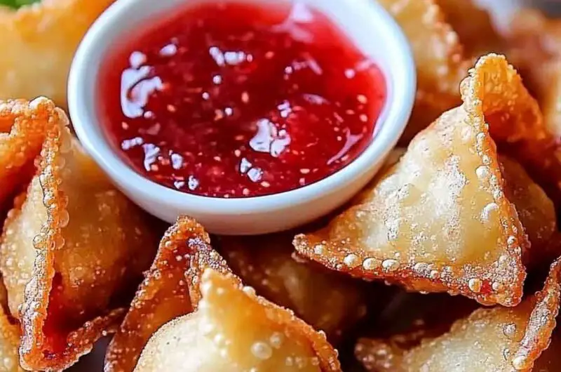 Deep Fried Strawberry Cheesecake Stuffed Wonton Bites