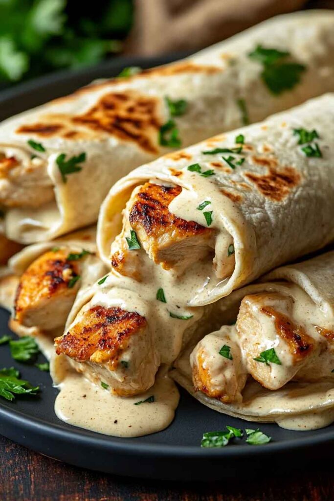 How to Serve Creamy Garlic Chicken Wraps