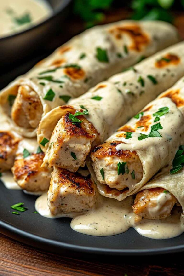 Flavor Packed Creamy Garlic Chicken Wraps