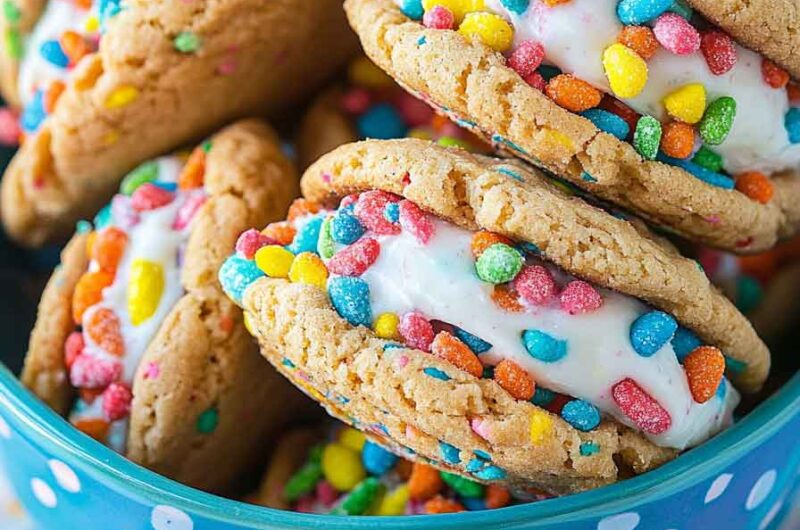 Fruity Pebbles Cookie Sandwiches