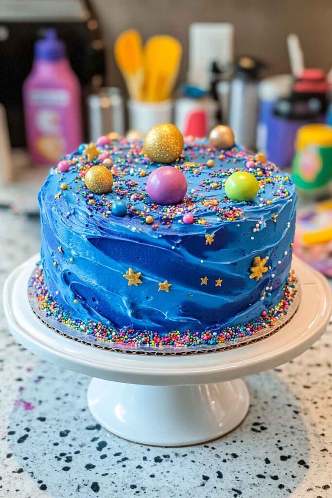 How to Serve Galactic Confetti Cake