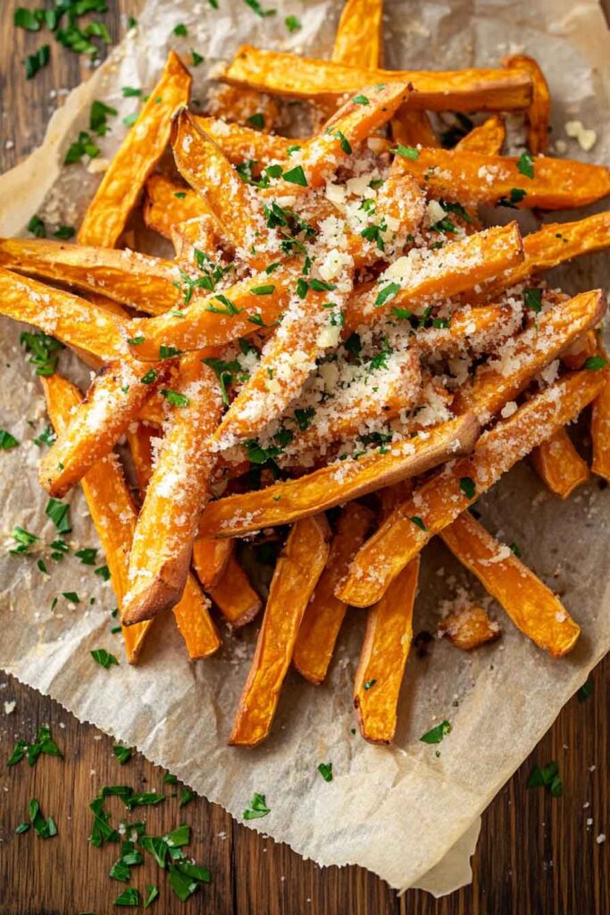 How to Serve Garlic Parmesan Sweet Potato Fries