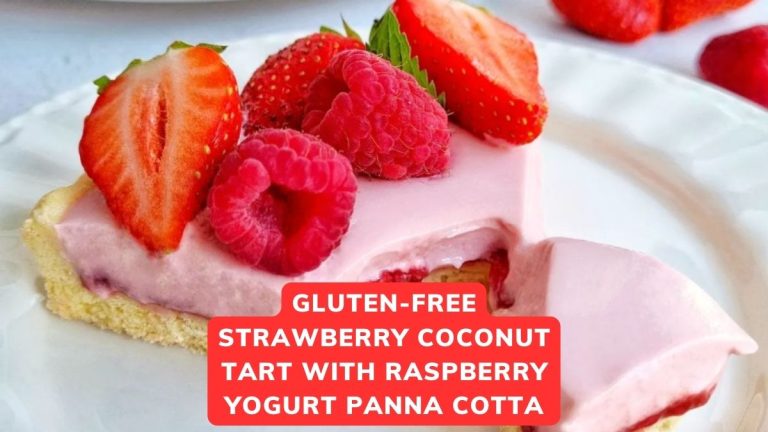 Gluten-Free Strawberry Coconut Tart with Raspberry Yogurt Panna Cotta