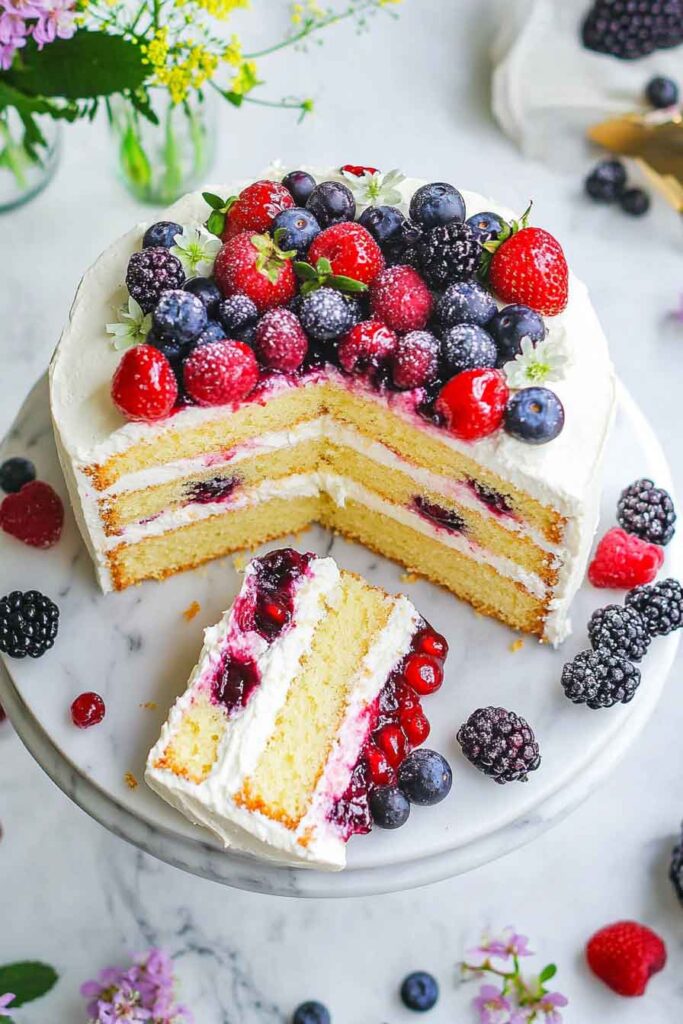How to Serve Golden Berry Chantilly Cake